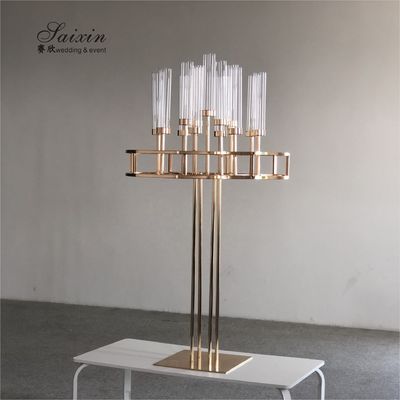 ZT-563 Luxury 13 arms candle holders with gold flower stands for wedding table centerpieces
