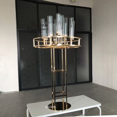 ZT-563 Luxury Wedding Centerpiece 13 arms candle holders with flower arrangements hurricanes gold candle stands