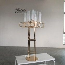 ZT-563 Luxury Wedding Centerpiece 13 arms candle holders with flower arrangements hurricanes gold candle stands