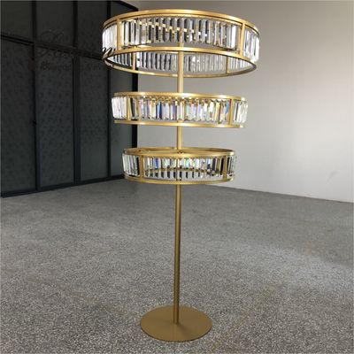 3 Three Layer Crystal Gold Wedding Flower Stands Decoration Centerpieces Tall 150cm