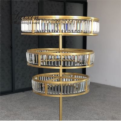 3 Three Layer Crystal Gold Wedding Flower Stands Decoration Centerpieces Tall 150cm