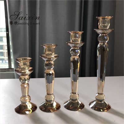 Gold Crystal Candle Holder Set Candlestick A Set Of 4 Pieces Champagne 55cm