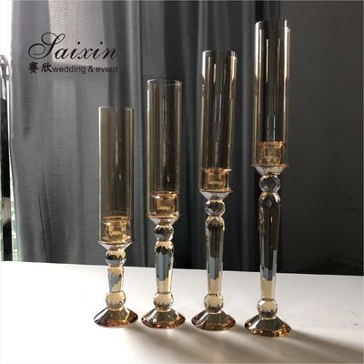Gold Crystal Candle Holder Set Candlestick A Set Of 4 Pieces Champagne 55cm