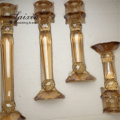 Gold Crystal Candle Holder Set Candlestick A Set Of 4 Pieces Champagne 55cm