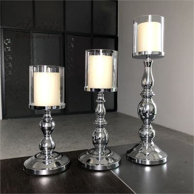 Three Piece Golden Tall Metal Candle Holders Set Candlesticks Small 45CM