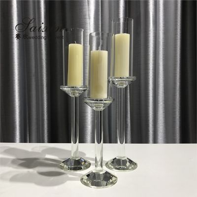 ZT-046 Wholesale wedding event decor 3 pieces set crystal glass candlesticks