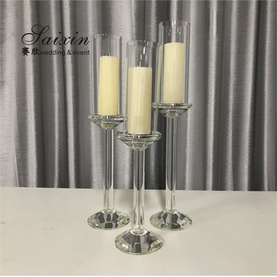 ZT-046 Wholesale wedding event decor 3 pieces set crystal glass candlesticks