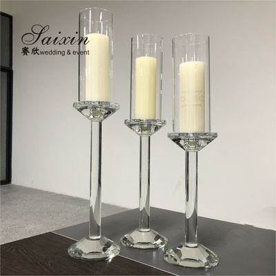 ZT-046 Wholesale wedding event decor 3 pieces set crystal glass candlesticks