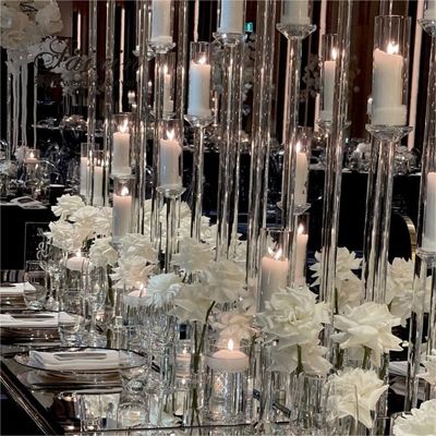 ZT-323H Hot sale luxury event decor centerpieces long base 10 holder crystal candlesticks