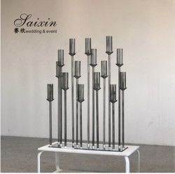 ZT-323H Hot sale luxury event decor centerpieces long base 10 holder crystal candlesticks