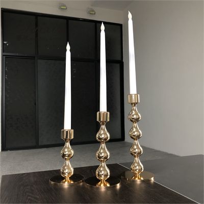 Gold Candlestick Holders Wedding Deco Centerpiece Metal Gourd 25CM 20CM