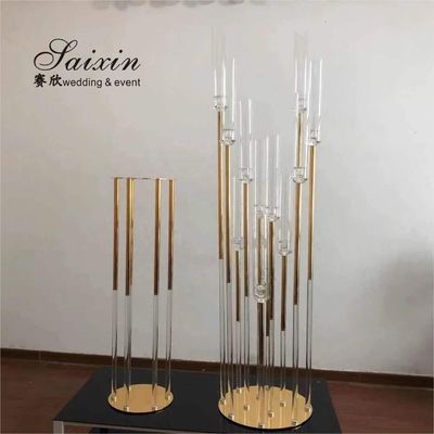 Antique Metal And Crystal Candelabra Floor Clear Crystal Splicing 12 Pole Holder Tall