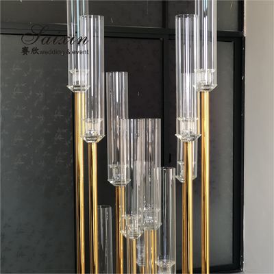 Antique Metal And Crystal Candelabra Floor Clear Crystal Splicing 12 Pole Holder Tall