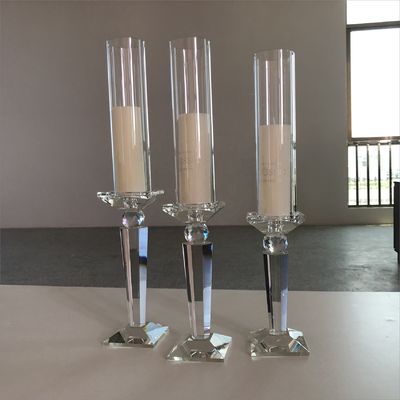Silver Black 3 Piece Candle Holder Set Centerpiece Crystal Candlestick 20cm