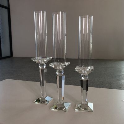 Silver Black 3 Piece Candle Holder Set Centerpiece Crystal Candlestick 20cm