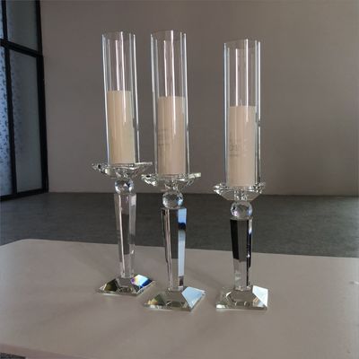 Silver Black 3 Piece Candle Holder Set Centerpiece Crystal Candlestick 20cm