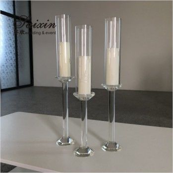 Silver Black 3 Piece Candle Holder Set Centerpiece Crystal Candlestick 20cm