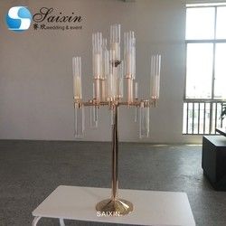 Modern  Silver Gold Black Metal And Crystal Candelabra Glass Candle Holder 90CM