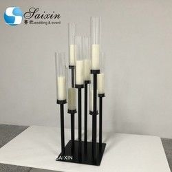 Taper Antique Metal And Crystal Candelabra Gold Black Stick Candle Holders 5 Arm