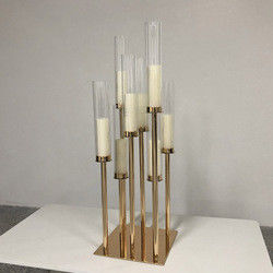 Taper Antique Metal And Crystal Candelabra Gold Black Stick Candle Holders 5 Arm