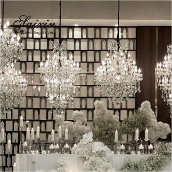 Gorgeous  3 piece set crystal candle holder  for wedding decoration