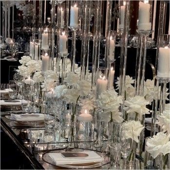 Gorgeous  3 piece set crystal candle holder  for wedding decoration
