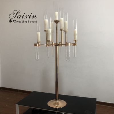 13 Arm Branch Glasses Metal Gold Candelabra Wedding Metal And Crystal Candelabra Candle Holder