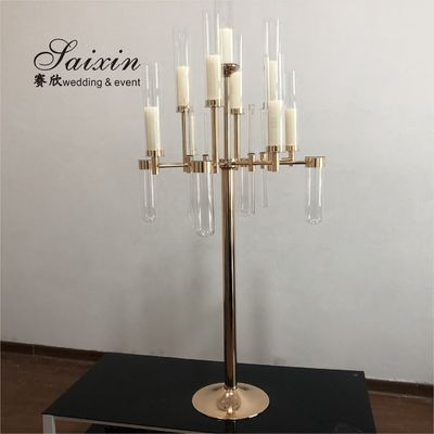 13 Arm Branch Glasses Metal Gold Candelabra Wedding Metal And Crystal Candelabra Candle Holder