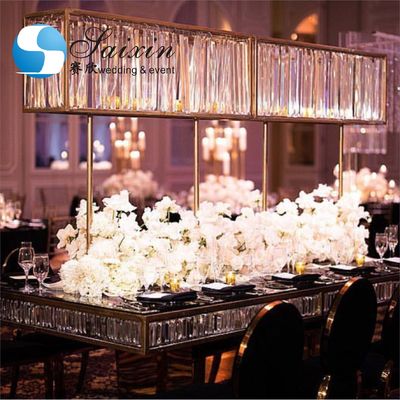 Wholesale  wedding table decoration rectangle crystal centerpieces with light
