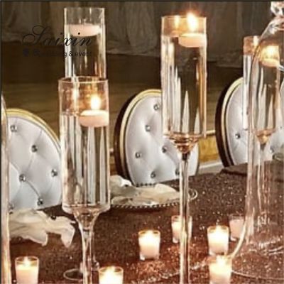 ZT-007T Set long stemmed glass vase  floating candle glass holder for Wedding Decoration