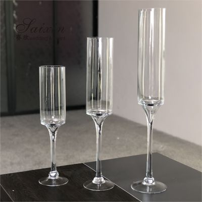ZT-007T Set long stemmed glass vase  floating candle glass holder for Wedding Decoration