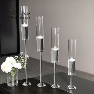 ZT-007T Set long stemmed glass vase  floating candle glass holder for Wedding Decoration