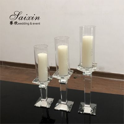 Hot sale 3 piece set crystal candle stick for wedding centerpieces