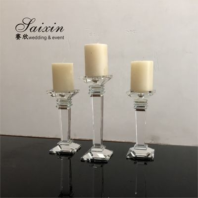 Hot sale 3 piece set crystal candle stick for wedding centerpieces
