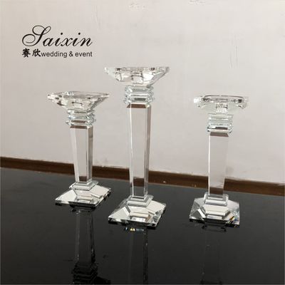 Hot sale 3 piece set crystal candle stick for wedding centerpieces