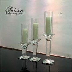 Hot sale 3 piece set crystal candle stick for wedding centerpieces