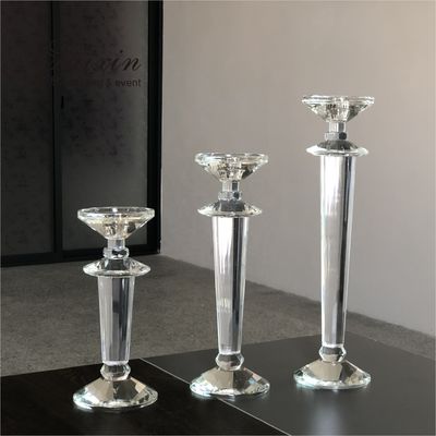 Hot sale 3 piece in set crystal pillar candle holders for home wedding centerpieces
