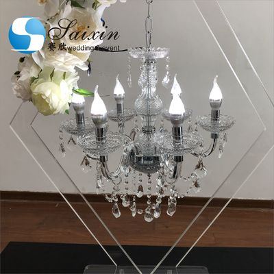 ZT-407C  Wedding event centerpieces rhombic clear acrylic stand with crystal lighting chandeliers