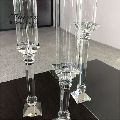 Hot ! 3 piece set tall crystal Hurricane candle holder for  wedding table decoration