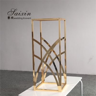 ZT-429G New design shiny  gold metal flower stands for floor aisle wedding backdrop decoration