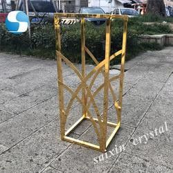 ZT-429G New design shiny  gold metal flower stands for floor aisle wedding backdrop decoration