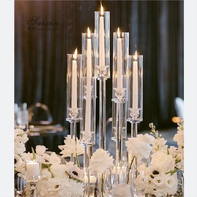Hot Sale Wedding Decor Supplies 5 Arms Candelabra Floating Candles Holder Crystal Candelabra Centerpieces