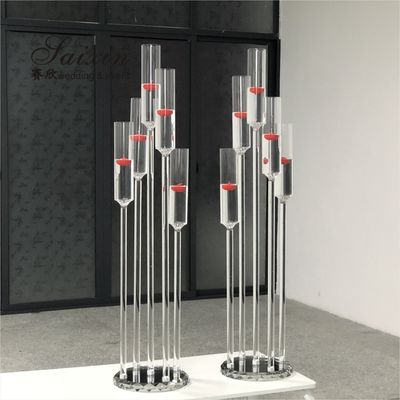 Chic wedding centerpiece tall 5 arms long stem floating candle pillar  holder