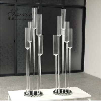 Chic wedding centerpiece tall 5 arms long stem floating candle pillar  holder