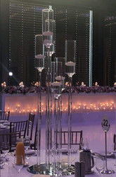 Chic wedding centerpiece tall 5 arms long stem floating candle pillar  holder