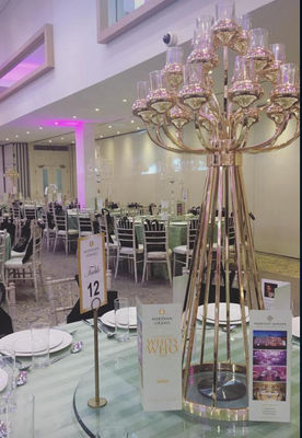 16 Arm Gold Wedding Metal And Crystal Candelabra Tall 140CM