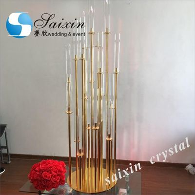 20 Holder Gold Modern Crystal Candlesticks Large Wedding Event Table Decoration