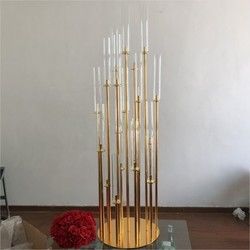 20 Holder Gold Modern Crystal Candlesticks Large Wedding Event Table Decoration