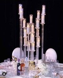 20 Holder Gold Modern Crystal Candlesticks Large Wedding Event Table Decoration