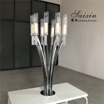 10 Curved Arms Crystal Candelabra Wedding Centerpieces Tall Gold  51.18"